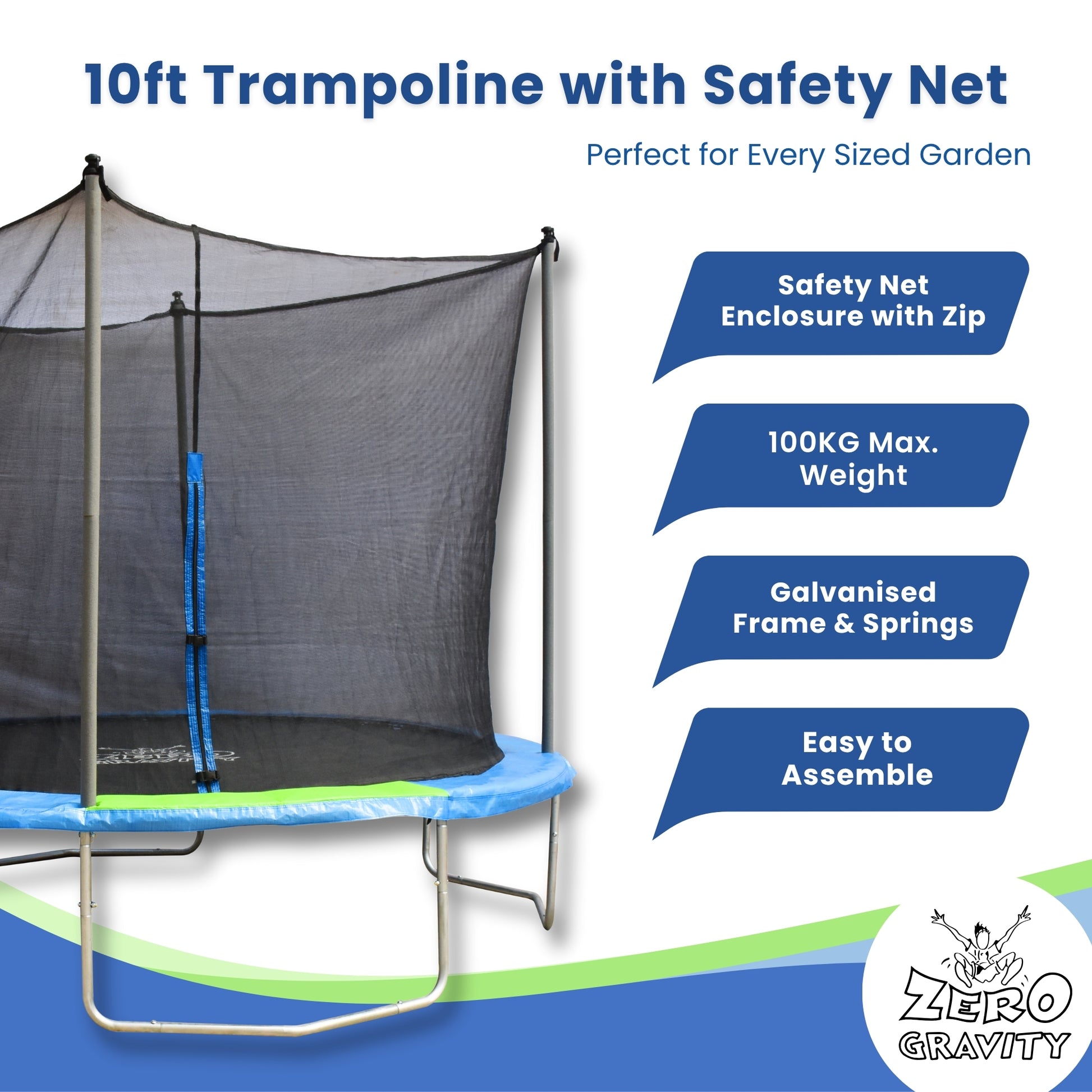 Zero Gravity 10ft Trampoline with Safety Net - Leisure Brands Group