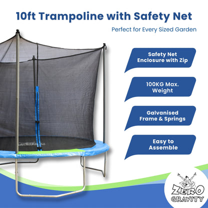 Zero Gravity 10ft Trampoline with Safety Net - Leisure Brands Group