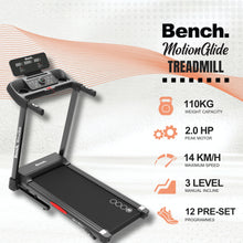 Load image into Gallery viewer, Bench. MotionGlide Treadmill with Mp3 speakers &amp; 12 pre-set programs
