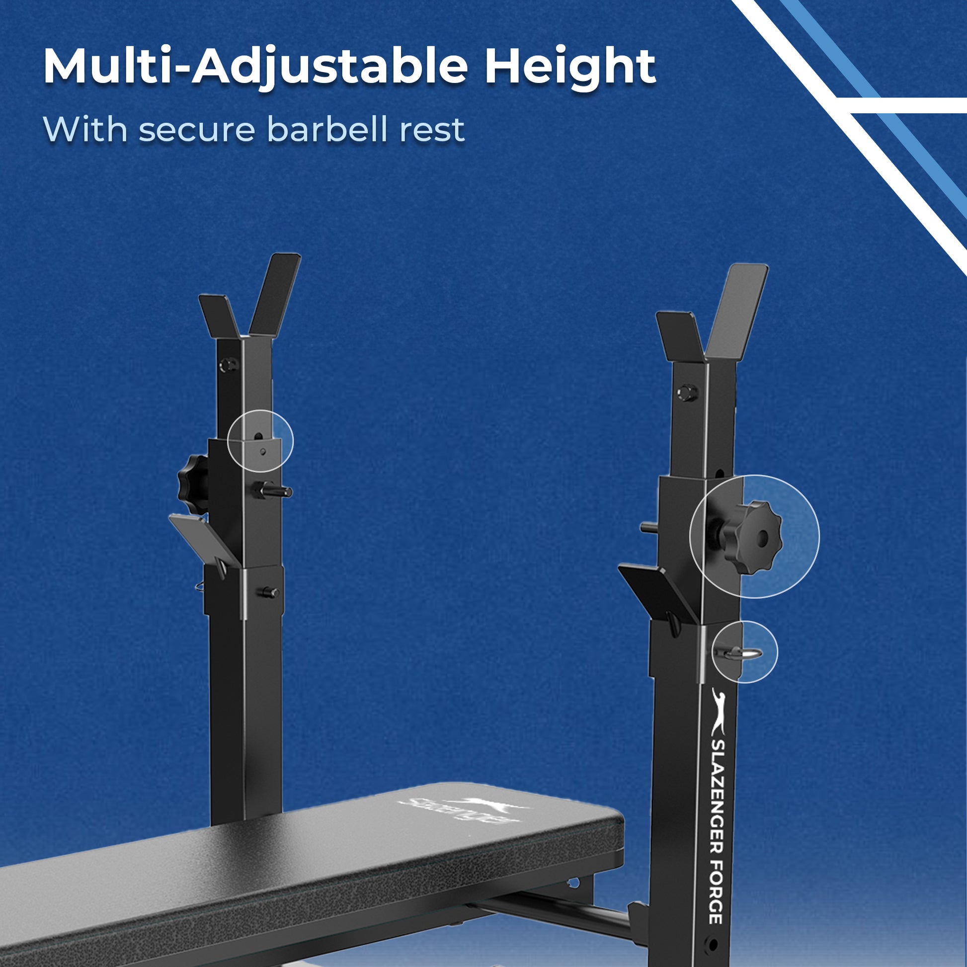 Slazenger Forge Weight Bench with Adjustable Barbell Rack - Slazenger SA