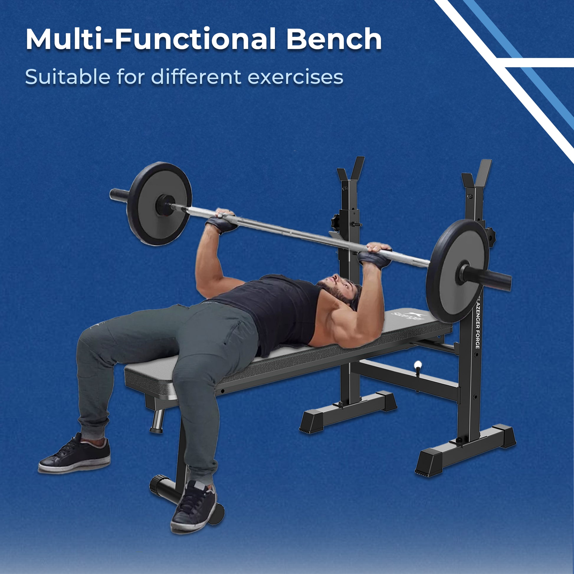 Slazenger Forge Weight Bench with Adjustable Barbell Rack - Slazenger SA