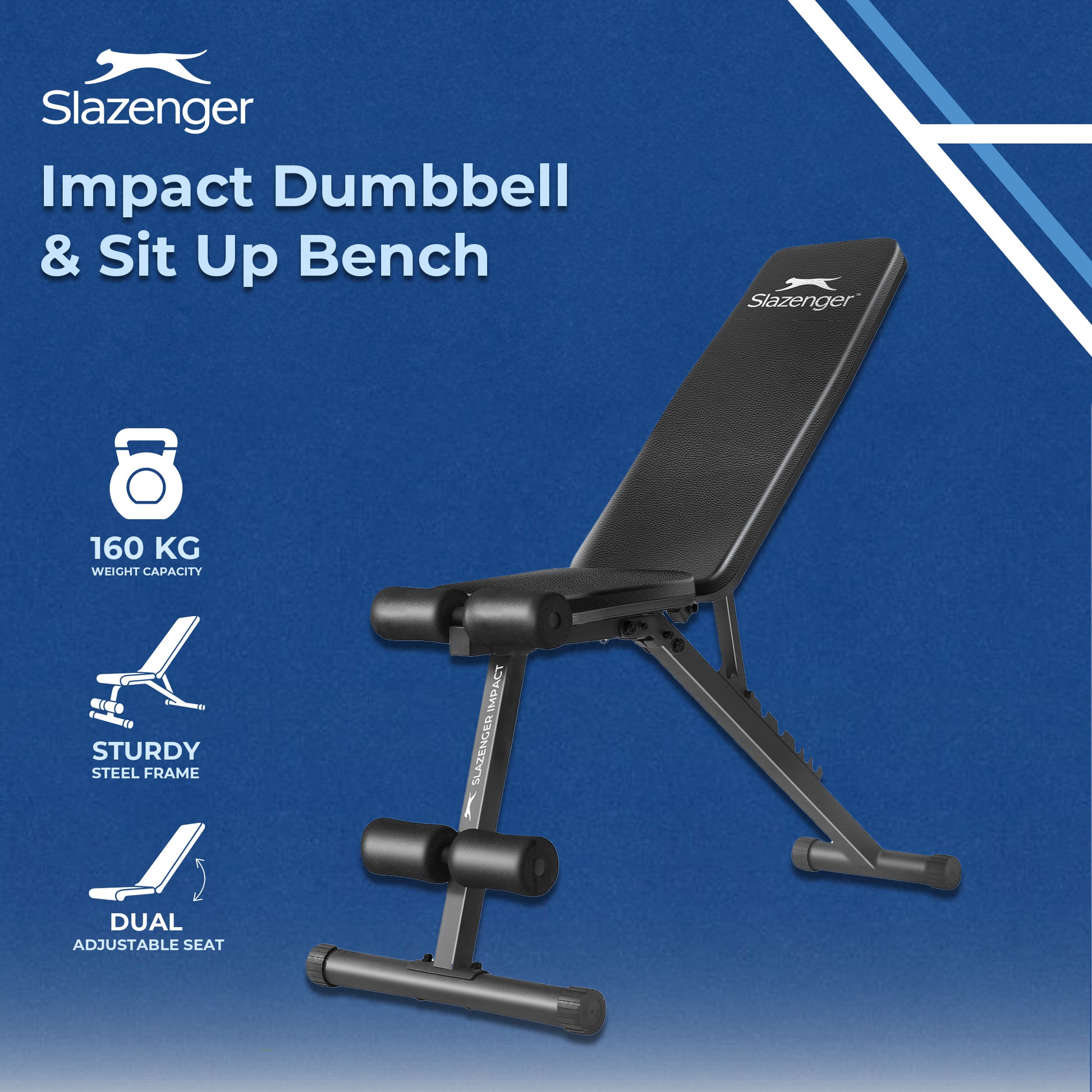 Slazenger Impact Adjustable Dumbbell & Sit Up Weight Bench - Slazenger SA