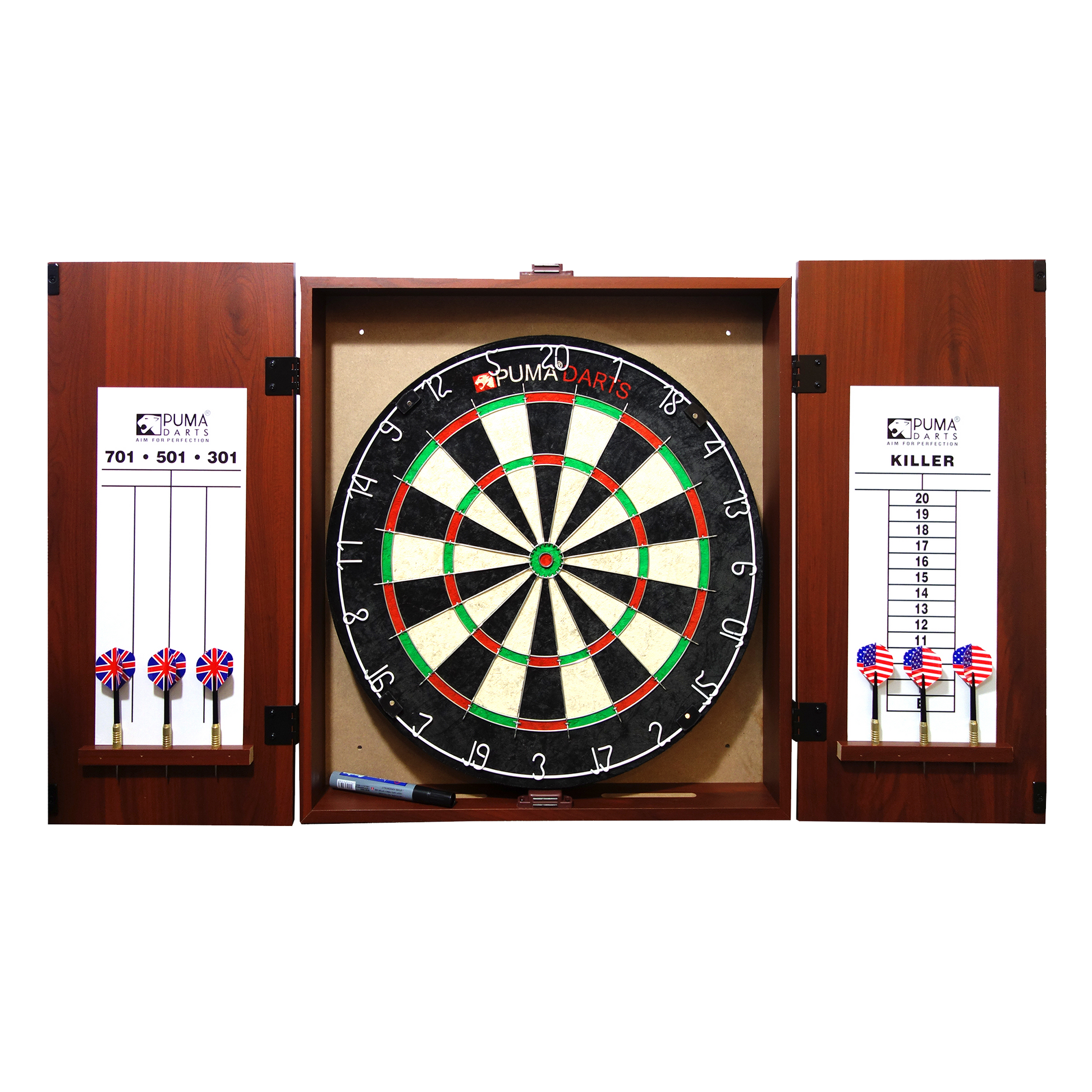 Puma Stadium Bristle Dartboard & Cabinet Set - Leisure Brands Group