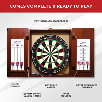 Puma Stadium Bristle Dartboard & Cabinet Set - Leisure Brands Group