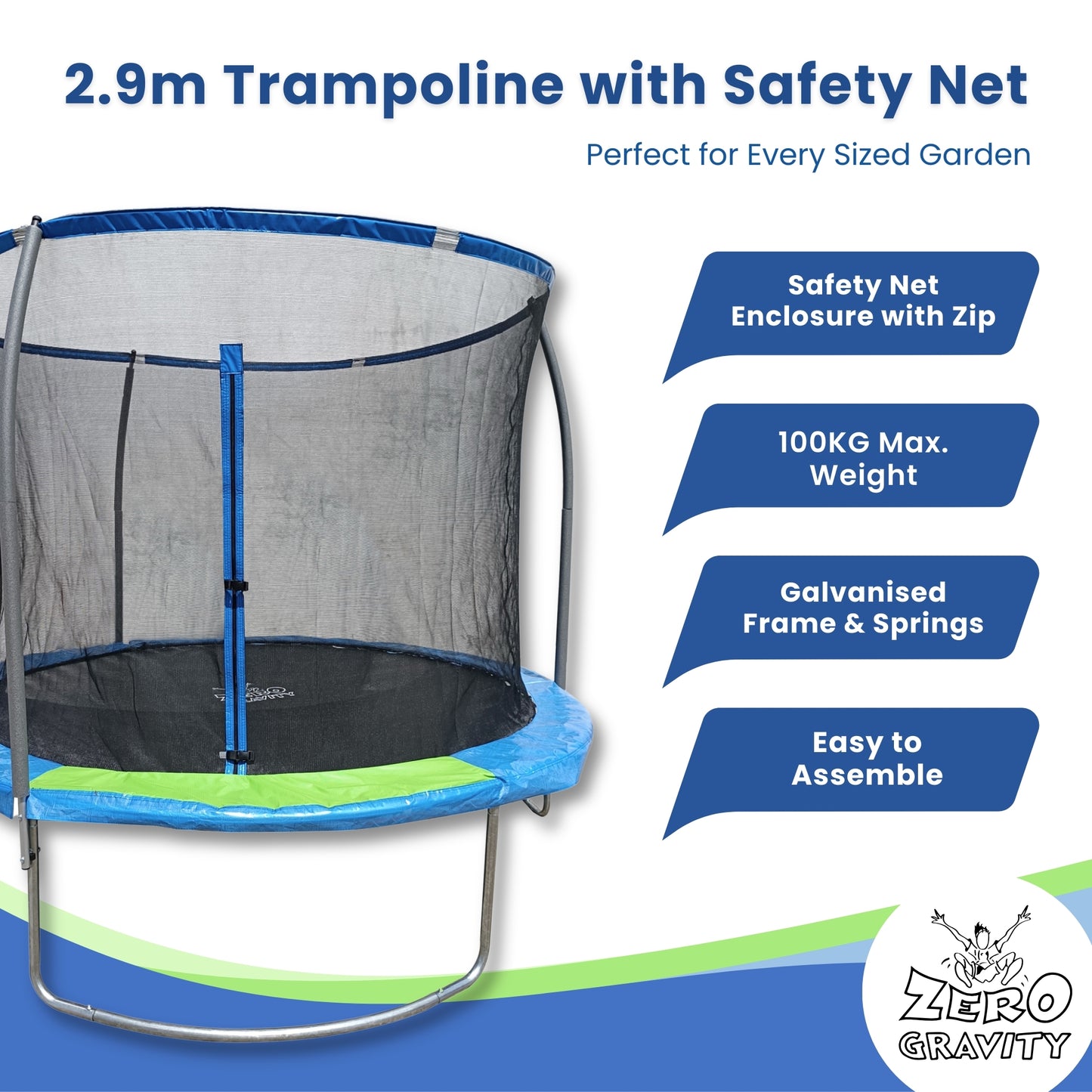 Zero Gravity 9.5ft Trampoline with Safety Net - Leisure Brands Group